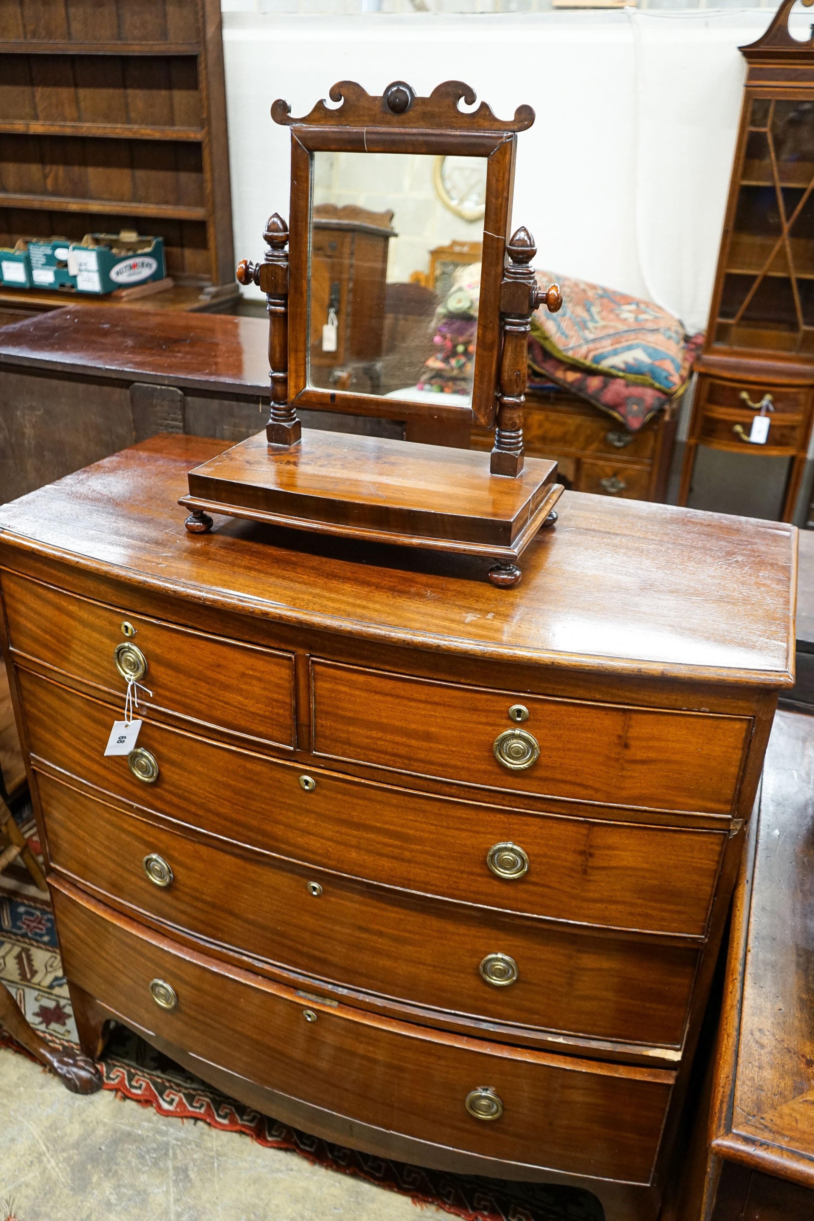 A Regency mahogany bowfront chest, width 102cm, depth 51cm, height 104cm